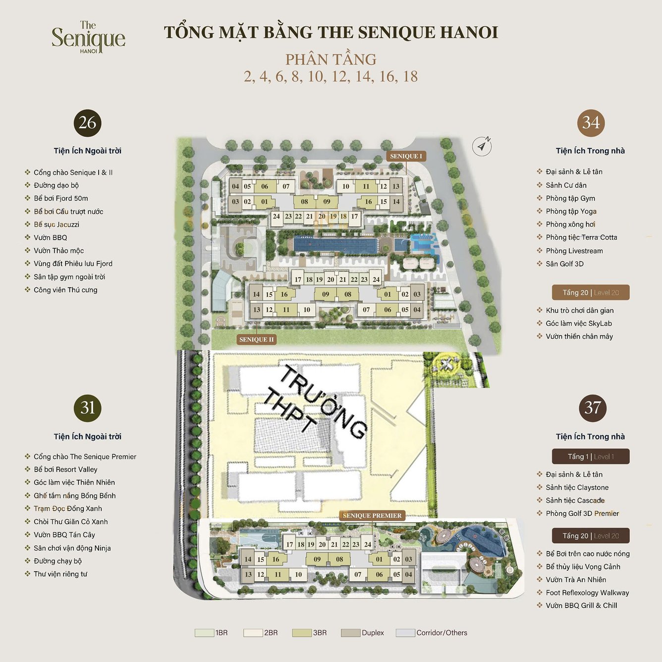 Mặt bằng chung của dự án The Senique Hanoi 