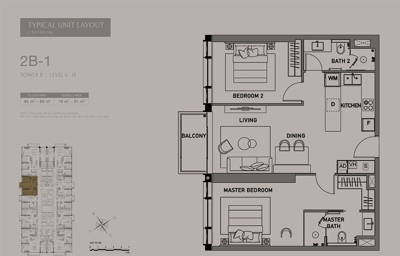 Mặt bằng căn hộ 2PN Mặt bằng căn hộ 2PN