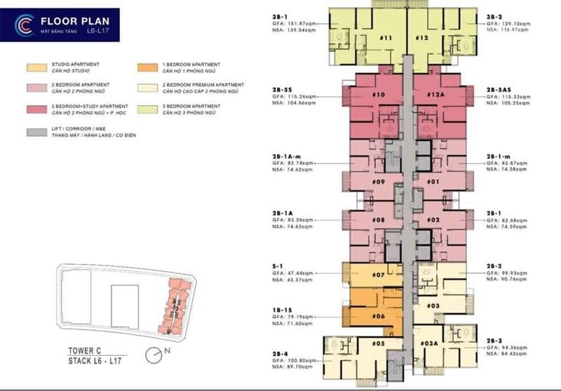 Layout mặt bằng toà The Crest Residence