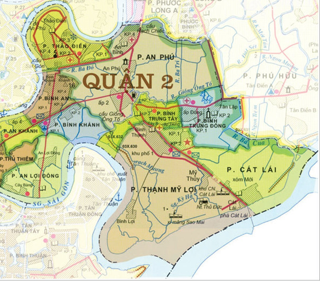 Vị trí địa lý của quận 2 Vị trí địa lý của quận 2