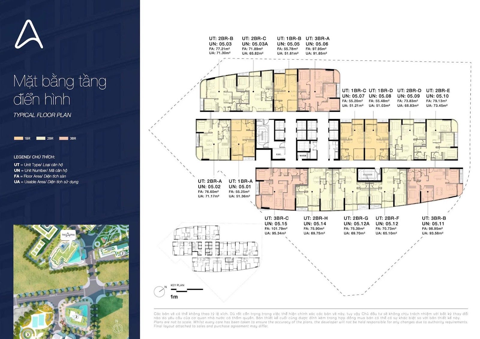 Mặt bằng tầng điển hình của tòa tháp căn hộ The Alpha Residence