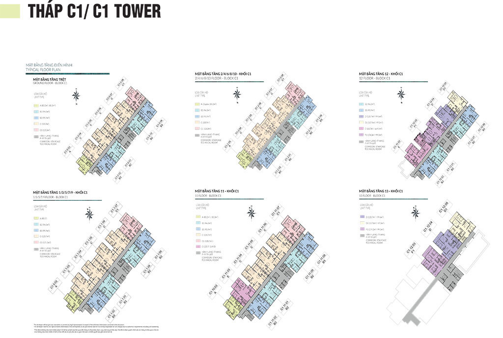 Mặt bằng tháp C1 Diamond Centery 