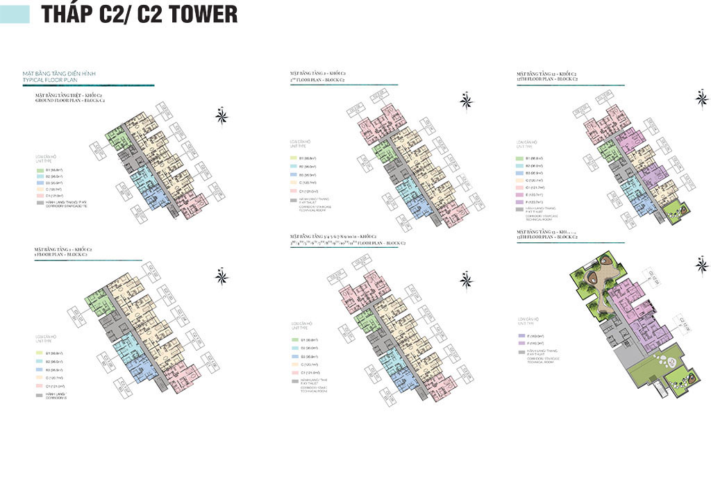 Mặt bằng tháp C2 Diamond Centery 
