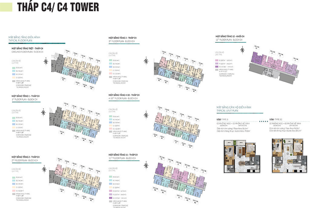 Mặt bằng tháp C4 Diamond Centery 