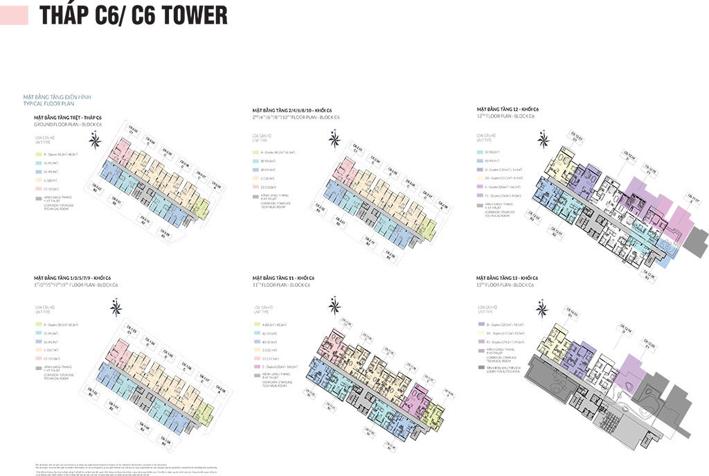 Mặt bằng tháp C6 Diamond Centery 