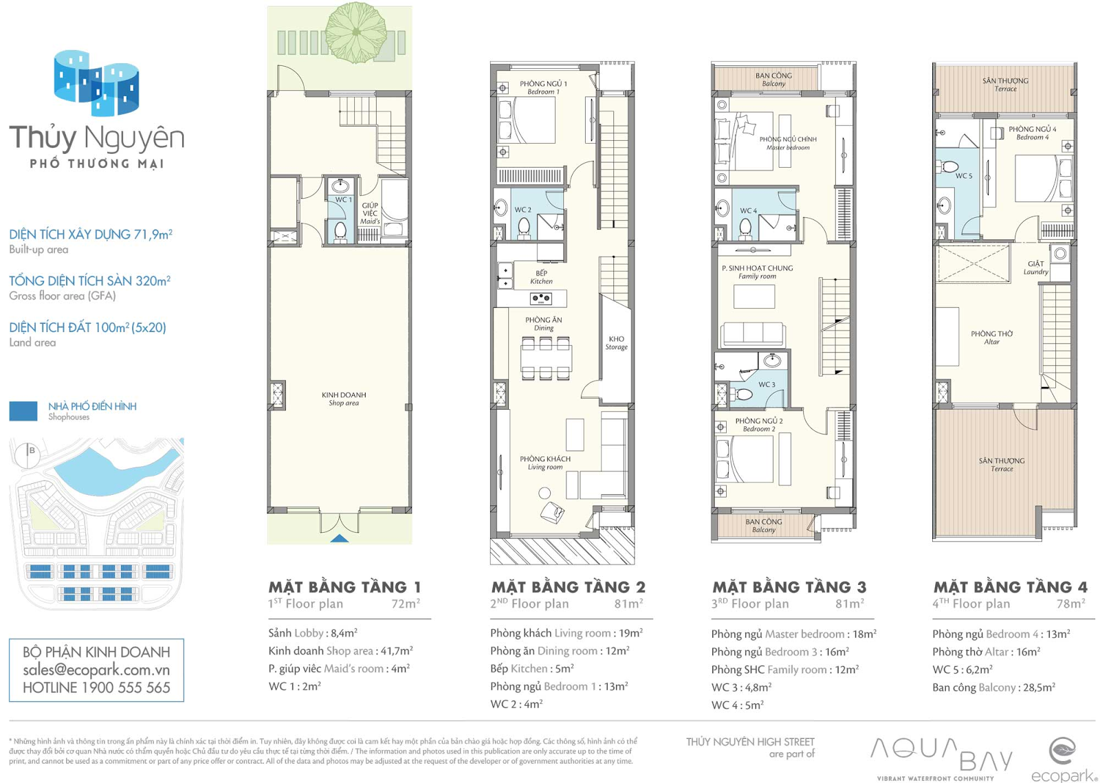 Mặt bằng chi tiết của dự án Nhà phố Thủy Nguyên Ecopark