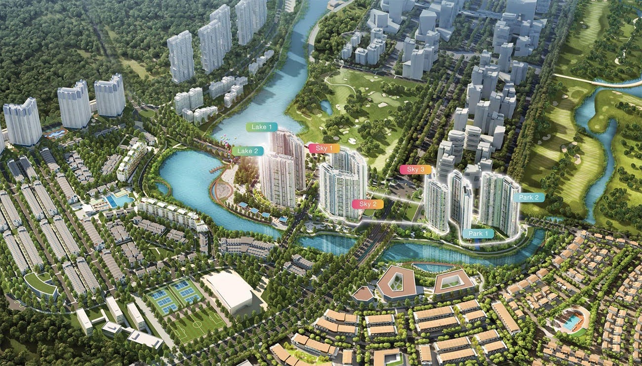 Dự án Nhà phố Đảo Dừa Ecopark nằm ngay dưới chân 7 tòa tháp Aquabay tại trung tâm khu